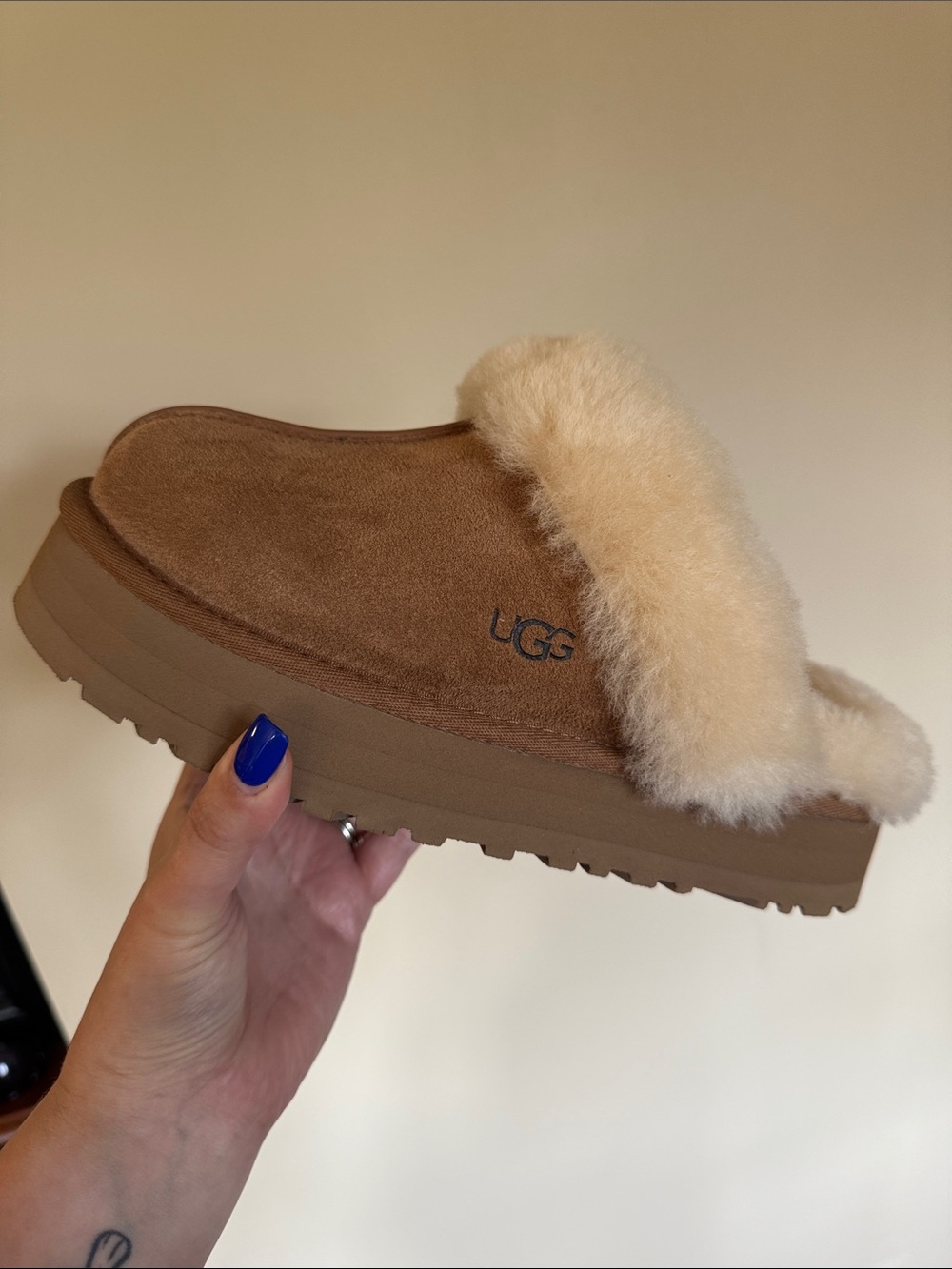 UGG Women's Chestnut Suede Shearling Clog Mule